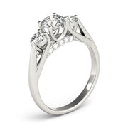 Round Three Stone Diamond Ring with Hidden Halo in 10K/14K gold and platinum with certified lab-grown or natural diamonds