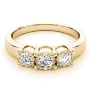 Radiant Three-Stone Round Diamond Engagement Ring in 10K/14K gold and platinum with certified lab-grown or natural diamonds