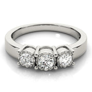 Radiant Three-Stone Round Diamond Engagement Ring in 10K/14K gold and platinum with certified lab-grown or natural diamonds