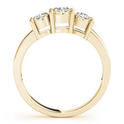 Radiant Three-Stone Round Diamond Engagement Ring in 10K/14K gold and platinum with certified lab-grown or natural diamonds
