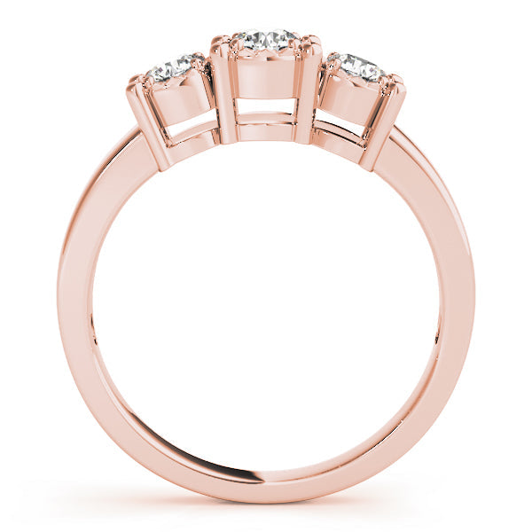 Radiant Three-Stone Round Diamond Engagement Ring in 10K/14K gold and platinum with certified lab-grown or natural diamonds