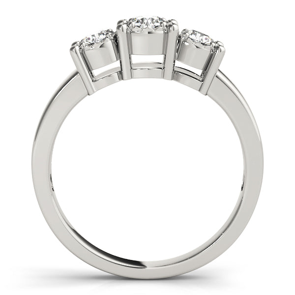 Radiant Three-Stone Round Diamond Engagement Ring in 10K/14K gold and platinum with certified lab-grown or natural diamonds