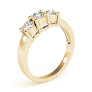 Radiant Three-Stone Round Diamond Engagement Ring in 10K/14K gold and platinum with certified lab-grown or natural diamonds