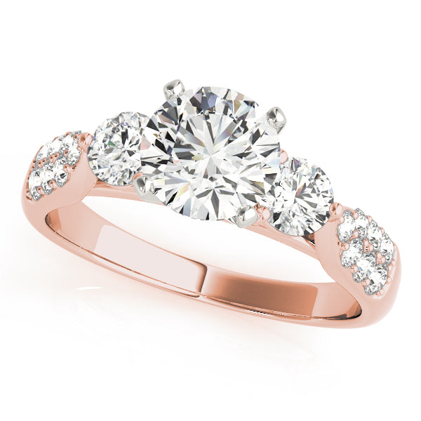 Elegant Round Diamond Three Stone Ring in 10K/14K gold and platinum with certified lab-grown or natural diamonds