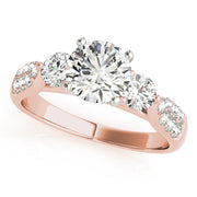 Elegant Round Diamond Three Stone Ring in 10K/14K gold and platinum with certified lab-grown or natural diamonds