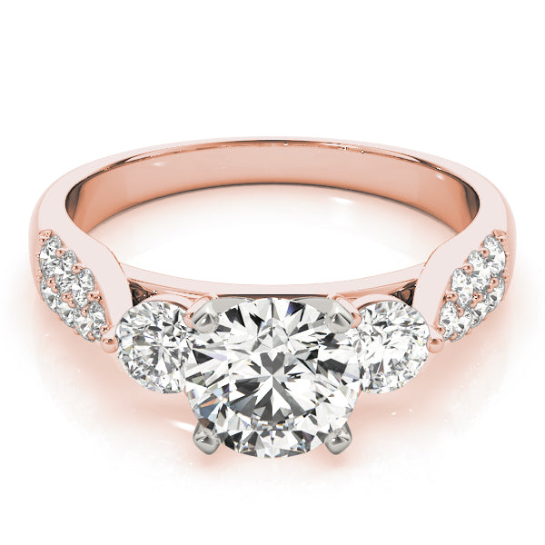 Elegant Round Diamond Three Stone Ring in 10K/14K gold and platinum with certified lab-grown or natural diamonds