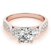 Elegant Round Diamond Three Stone Ring in 10K/14K gold and platinum with certified lab-grown or natural diamonds