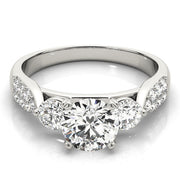 Elegant Round Diamond Three Stone Ring in 10K/14K gold and platinum with certified lab-grown or natural diamonds