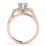 Elegant Round Diamond Three Stone Ring in 10K/14K gold and platinum with certified lab-grown or natural diamonds