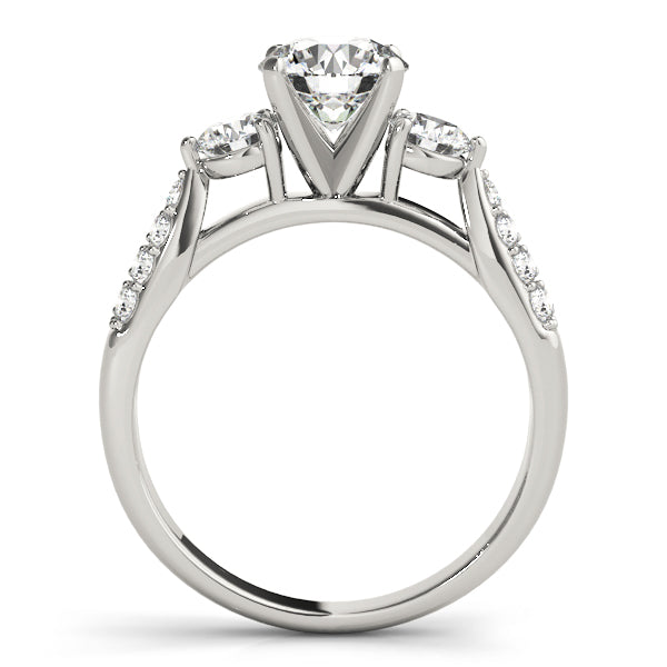 Elegant Round Diamond Three Stone Ring in 10K/14K gold and platinum with certified lab-grown or natural diamonds