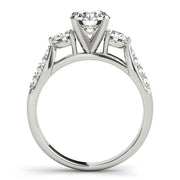Elegant Round Diamond Three Stone Ring in 10K/14K gold and platinum with certified lab-grown or natural diamonds