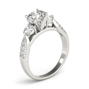 Elegant Round Diamond Three Stone Ring in 10K/14K gold and platinum with certified lab-grown or natural diamonds