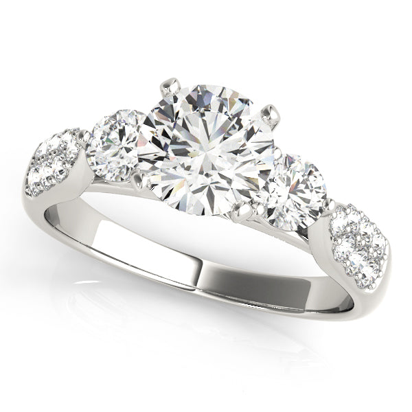 Elegant Round Diamond Three Stone Ring in 10K/14K gold and platinum with certified lab-grown or natural diamonds