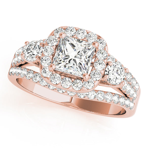 Brilliant Sidestone Cushion Diamond Engagement Ring in 10K/14K gold and platinum with certified lab-grown or natural diamonds