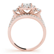 Brilliant Sidestone Cushion Diamond Engagement Ring in 10K/14K gold and platinum with certified lab-grown or natural diamonds