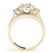 Brilliant Sidestone Cushion Diamond Engagement Ring in 10K/14K gold and platinum with certified lab-grown or natural diamonds