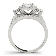 Brilliant Sidestone Cushion Diamond Engagement Ring in 10K/14K gold and platinum with certified lab-grown or natural diamonds