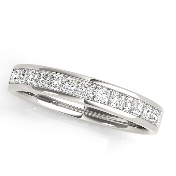 Channel Set Princess Cut Half Eternity Ring in Gold & Platinum