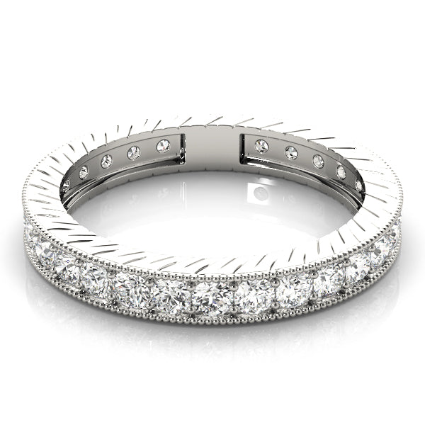 Milgrain Prong in Channel Full Eternity Ring in Gold & Platinum