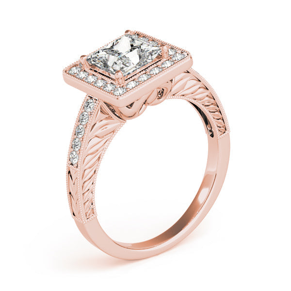 Exquisite Halo Princess Diamond Engagement Ring in 10K/14K gold and platinum with certified lab-grown or natural diamonds