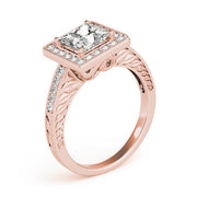 Exquisite Halo Princess Diamond Engagement Ring in 10K/14K gold and platinum with certified lab-grown or natural diamonds