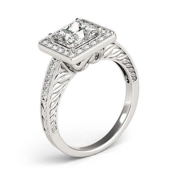 Exquisite Halo Princess Diamond Engagement Ring in 10K/14K gold and platinum with certified lab-grown or natural diamonds