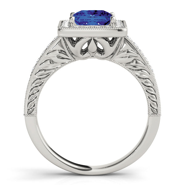 Exquisite Halo Princess Diamond Engagement Ring in 10K/14K gold and platinum with certified lab-grown or natural diamonds