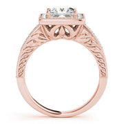 Exquisite Halo Princess Diamond Engagement Ring in 10K/14K gold and platinum with certified lab-grown or natural diamonds