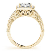 Exquisite Halo Princess Diamond Engagement Ring in 10K/14K gold and platinum with certified lab-grown or natural diamonds