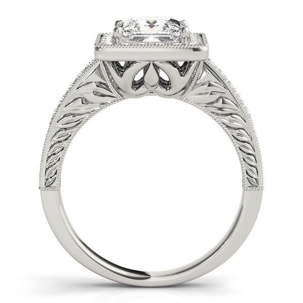 Exquisite Halo Princess Diamond Engagement Ring in 10K/14K gold and platinum with certified lab-grown or natural diamonds