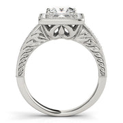 Exquisite Halo Princess Diamond Engagement Ring in 10K/14K gold and platinum with certified lab-grown or natural diamonds