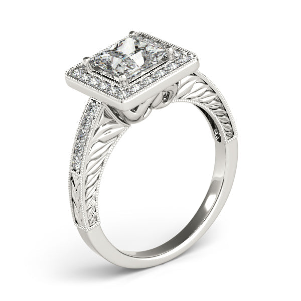 Exquisite Halo Princess Diamond Engagement Ring in 10K/14K gold and platinum with certified lab-grown or natural diamonds
