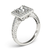 Exquisite Halo Princess Diamond Engagement Ring in 10K/14K gold and platinum with certified lab-grown or natural diamonds