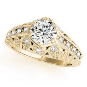 Radiant Antique Round Diamond Engagement Ring in 10K/14K gold and platinum with certified lab-grown or natural diamonds