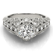 Radiant Antique Round Diamond Engagement Ring in 10K/14K gold and platinum with certified lab-grown or natural diamonds