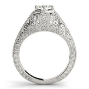 Radiant Antique Round Diamond Engagement Ring in 10K/14K gold and platinum with certified lab-grown or natural diamonds