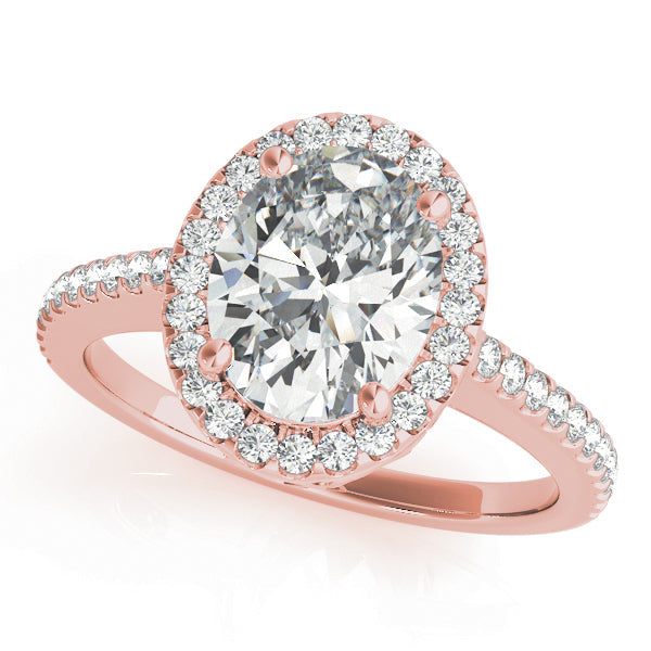 Brilliant Halo Oval Diamond Engagement Ring in 10K/14K gold and platinum with certified lab-grown or natural diamonds