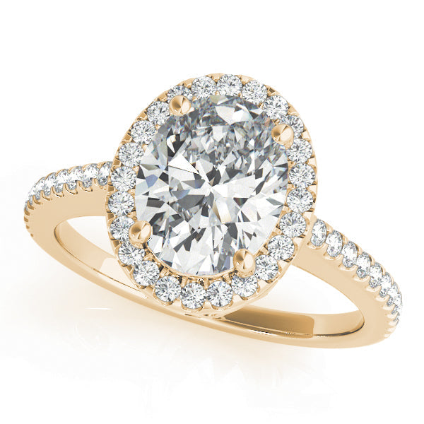 Brilliant Halo Oval Diamond Engagement Ring in 10K/14K gold and platinum with certified lab-grown or natural diamonds