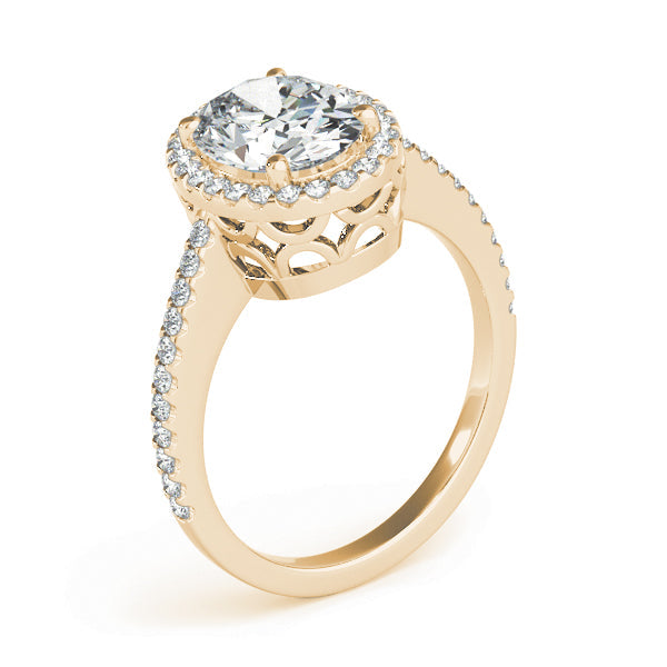 Brilliant Halo Oval Diamond Engagement Ring in 10K/14K gold and platinum with certified lab-grown or natural diamonds