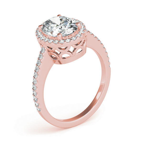 Brilliant Halo Oval Diamond Engagement Ring in 10K/14K gold and platinum with certified lab-grown or natural diamonds