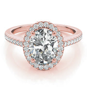 Brilliant Halo Oval Diamond Engagement Ring in 10K/14K gold and platinum with certified lab-grown or natural diamonds