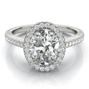 Brilliant Halo Oval Diamond Engagement Ring in 10K/14K gold and platinum with certified lab-grown or natural diamonds