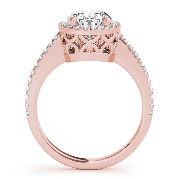 Brilliant Halo Oval Diamond Engagement Ring in 10K/14K gold and platinum with certified lab-grown or natural diamonds