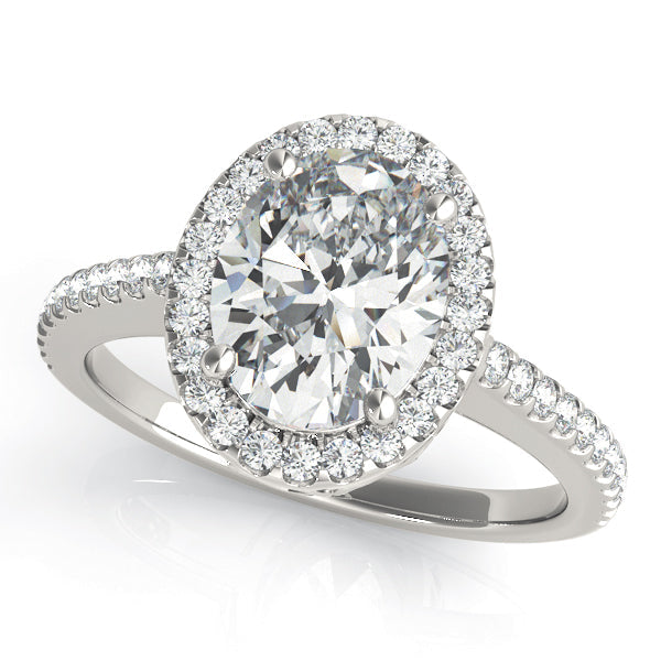 Brilliant Halo Oval Diamond Engagement Ring in 10K/14K gold and platinum with certified lab-grown or natural diamonds