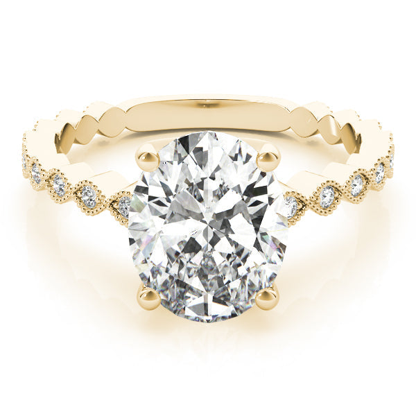 Brilliant Color Rings Oval Diamond Engagement Ring in 10K/14K gold and platinum with certified lab-grown or natural diamonds