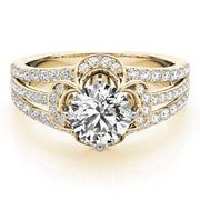 Cherished Multi-Row Round Diamond Engagement Ring in 10K/14K gold and platinum with certified lab-grown or natural diamonds