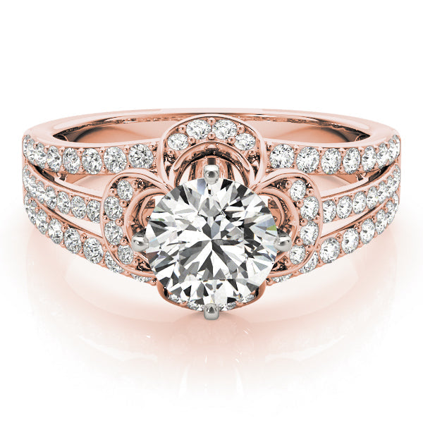 Cherished Multi-Row Round Diamond Engagement Ring in 10K/14K gold and platinum with certified lab-grown or natural diamonds