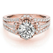 Cherished Multi-Row Round Diamond Engagement Ring in 10K/14K gold and platinum with certified lab-grown or natural diamonds