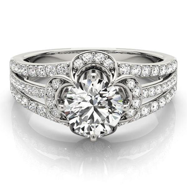 Cherished Multi-Row Round Diamond Engagement Ring in 10K/14K gold and platinum with certified lab-grown or natural diamonds