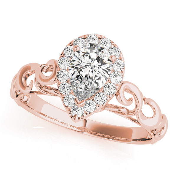 Bespoke Solitaires Any Shape Pear Diamond Engagement Ring in 10K/14K gold and platinum with certified lab-grown or natural diamonds